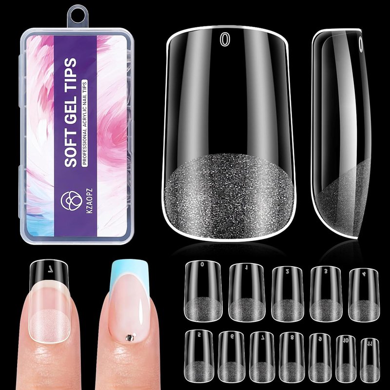 Short Square Gel Nail Tips - 240 PCS Full Cover Acrylic Fake Nails for DIY Manicure | 12 Sizes Available
