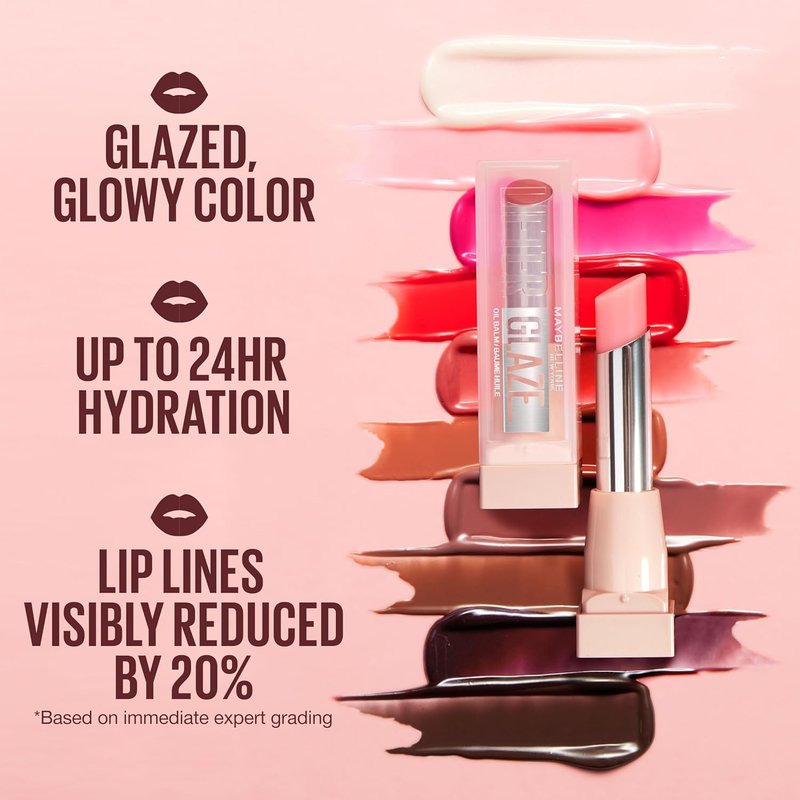 Maybelline Lifter Glaze Oil Balm - Hydrating Lip Balm with Hyaluronic Acid | 24HR Moisturizing Shine, Pink Drip
