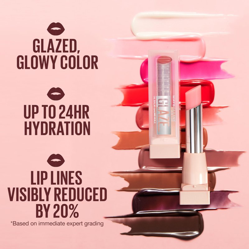 MAYBELLINE Lifter Glaze Oil Balm with Hyaluronic Acid and Hydrating Oil Blend, Lip Balm with 24HRs of Smooth, Moisturizing Shine, Acai Glaze (Sheer Black Cherry)