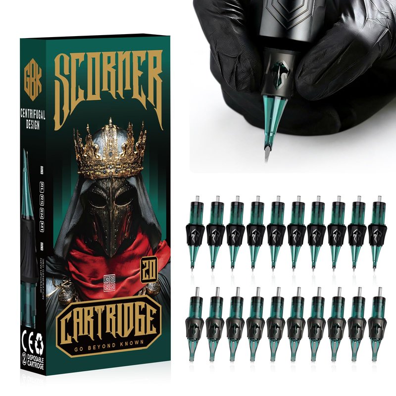 GBK 20Pcs Tattoo Cartridge Needles Assorted Mixed Size #12 Standard Round Liner-2Pcs each of 3RL 5RL 7RL 9RL 11RL 5RM 7RM 9RM 11RM 13RM Disposable Membrane Tattoo Needles Caetridge (First Try 2 20Pcs)
