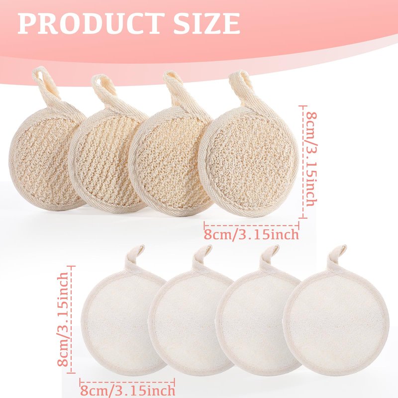 QIYUDA 8Pcs Loofah Face Exfoliator Pad, Sponge Facial Scrub Pads