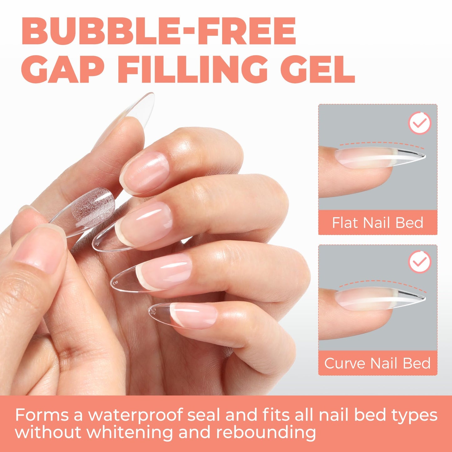 Soft Gel Nail Tips Glue, 4 in 1 40ml Super Strong Nail Glue for Press ons, 28 Days Long Last Solid Glue Gel Soak Off for Acrylic Fake Nails Extension Lamp Curing Needed