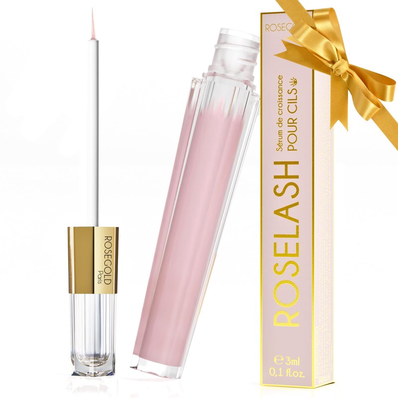 ROSEGOLD ROSELASH Growth Serum for Fuller, Longer, Thicker Lashes - 95% Natural Made in France - Hormone-Free, Fragrance-Free - Vegan