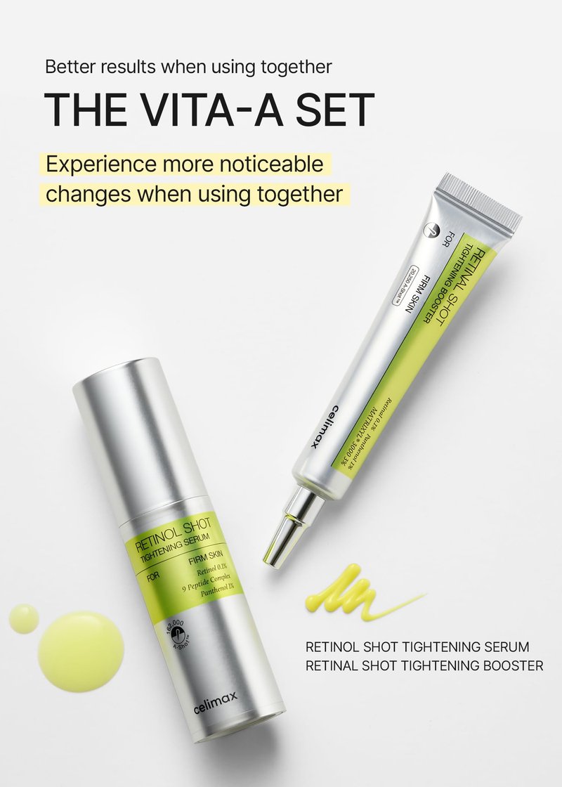 celimax The Vita A Retinal Shot Tightening Booster (Duo Set 15mlx2) | 0.1% Retinal, 3% Matryxyl, High-Strength Retinoid for Anti-Aging, Pore Minimizer, Wrinkles & Fine Lines, Firmer Skin, Gift Set