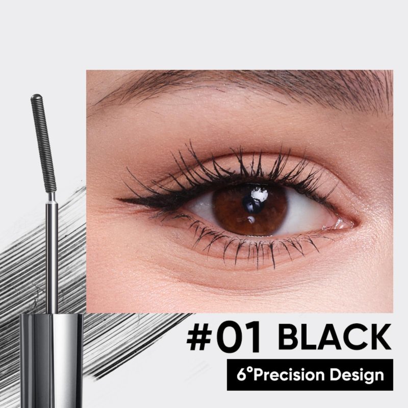 JUDYDOLL 3D Curling Eyelash Iron Mascara – Tubing Mascara with Ultra Fine Metal Wand, Contains Lengthening Fibers, Clump-Free&Smudge-Proof,Waterproof & Long-Lasting(6°Precision Design#01Black, 0.07oz)