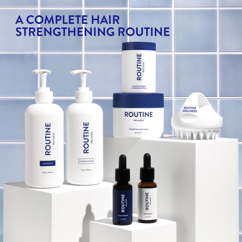 Routine Wellness Anti-Thinning Shampoo and Conditioner Set for Thinning Hair - Biotin DHT Blocker Women & Men - Color Safe Shampoo for Hair Loss & Healthier Hair - Lavender & Cedar Set