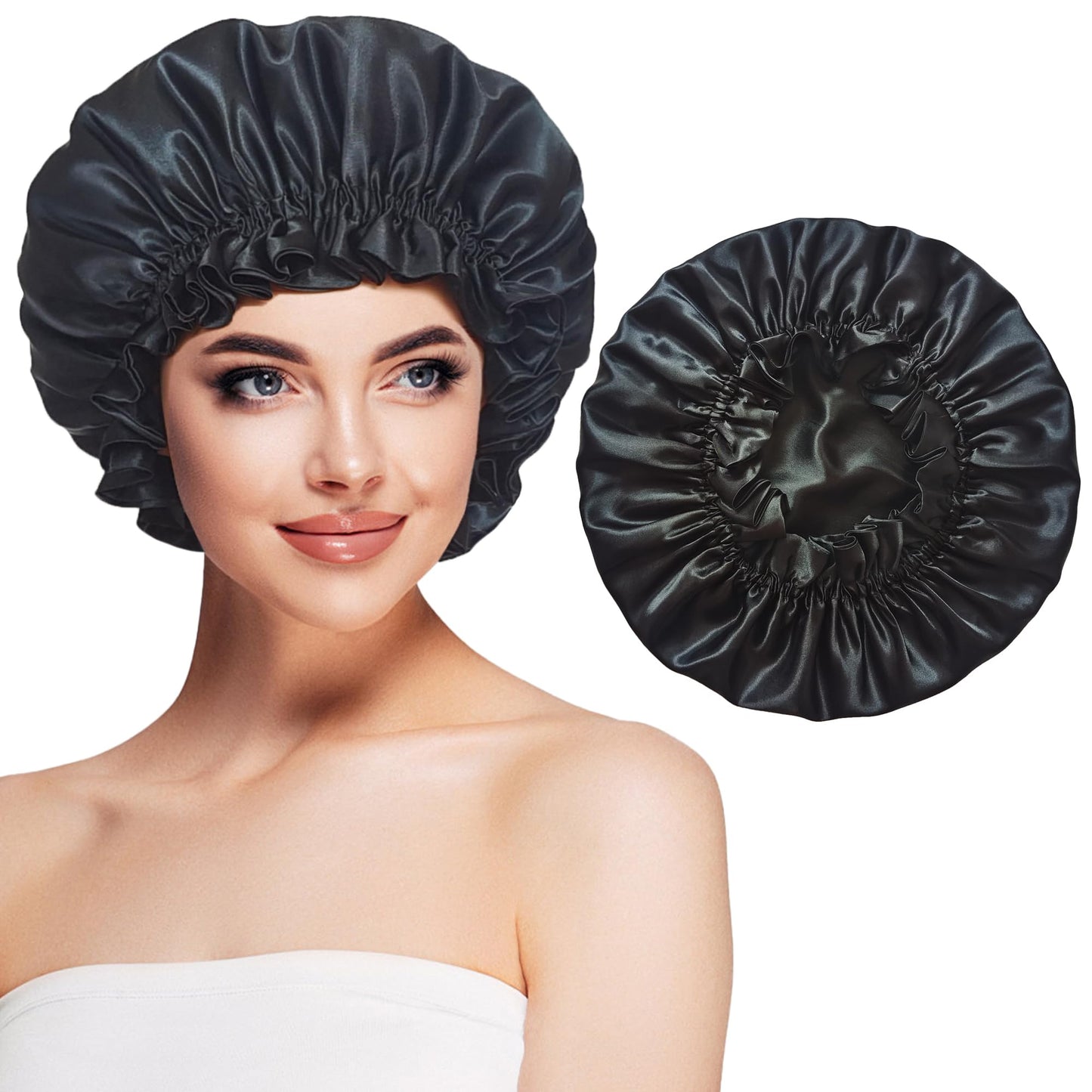 vidsel Silk Bonnet for Sleeping Women, Satin Hair Bonnets for Women, Double Layer Reversible Hair Wrap Lined Sleep Cap for Braid Curly Hair
