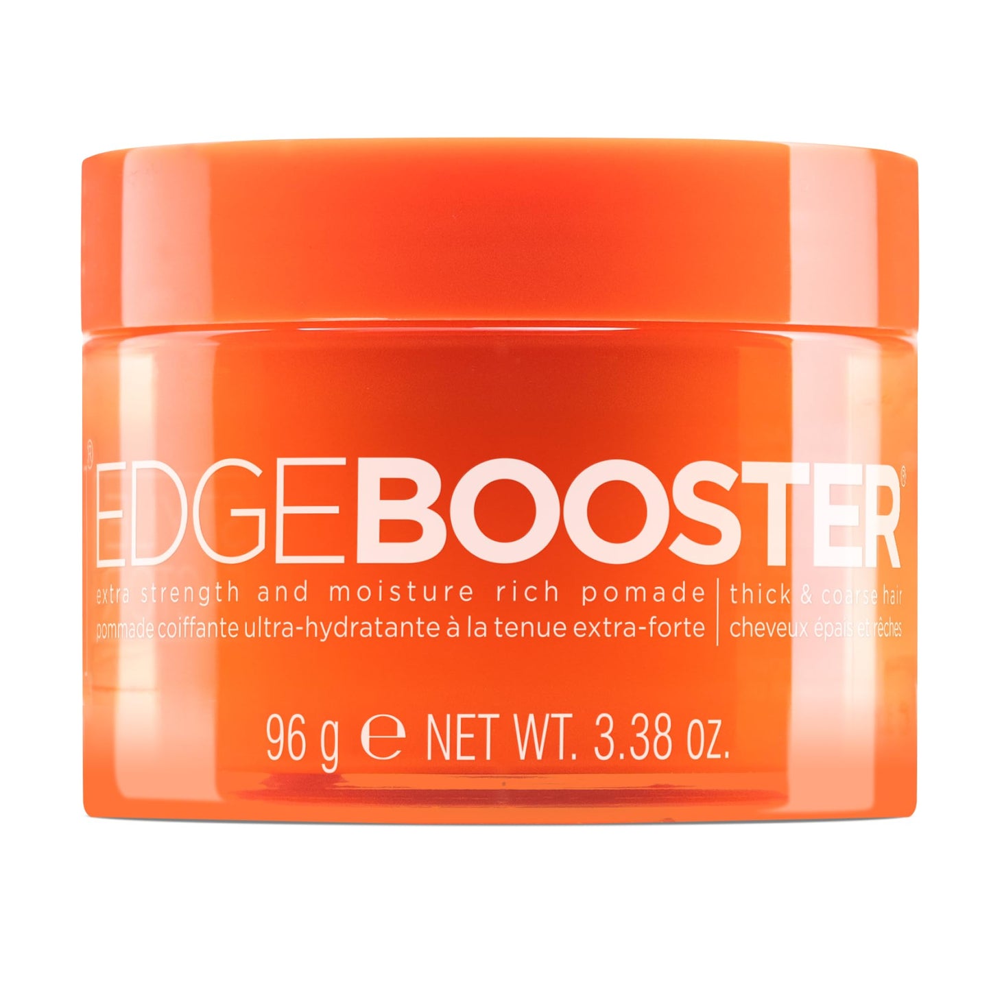 Style Factor Edge Booster Extra Strength & Moisture Rich Pomade | Strong Hold Edge Control Gel for Thick & Coarse Hair | High Shine, Non-Greasy Styling | Orange Ruby, 3.38 oz