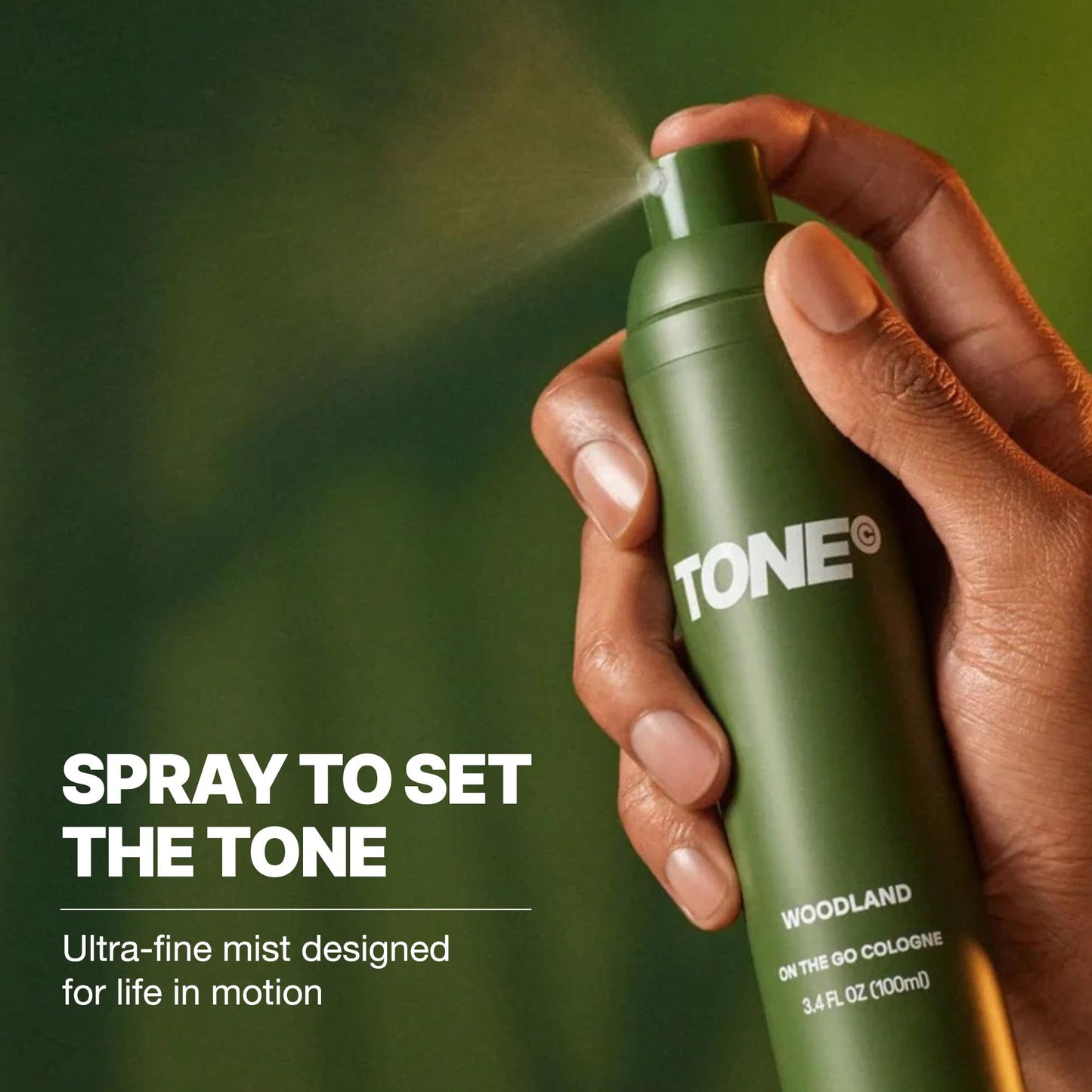 TONE On-The-Go Cologne for Men & Women, Woodland, Multi-Layered, Long-Lasting Fragrance, Travel Size, 3.4 fl oz
