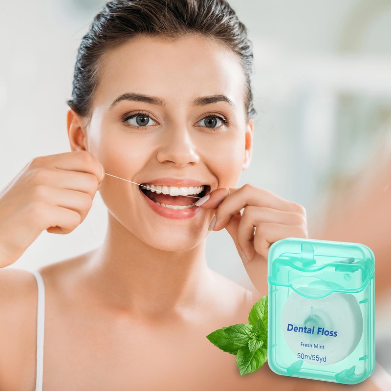 Mimorou 24 Pack Dental Floss Bulk Travel Mint Flavored 50m Each Travel Dental Floss Waxed for Teeth Oral Care Protection(Mint Green)