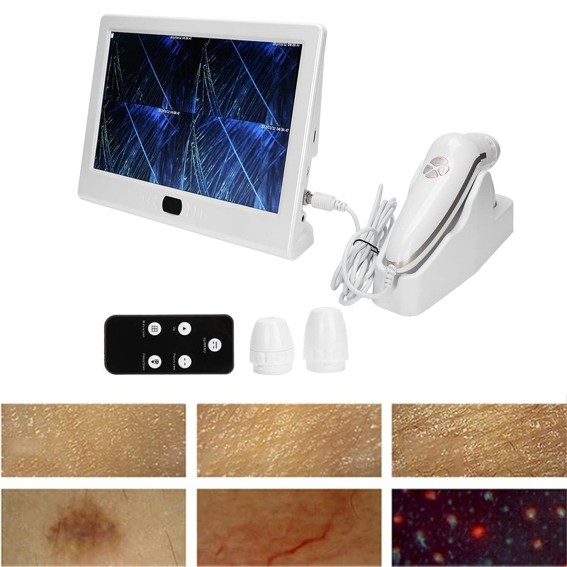 Dioche Skin Diagnosis Hair Analyzer 12inch Skin Scalp Camera Detector MultiFunctional Rechargeable Hair Follicle Skin Analyser Machine or Home Spa Salon Use