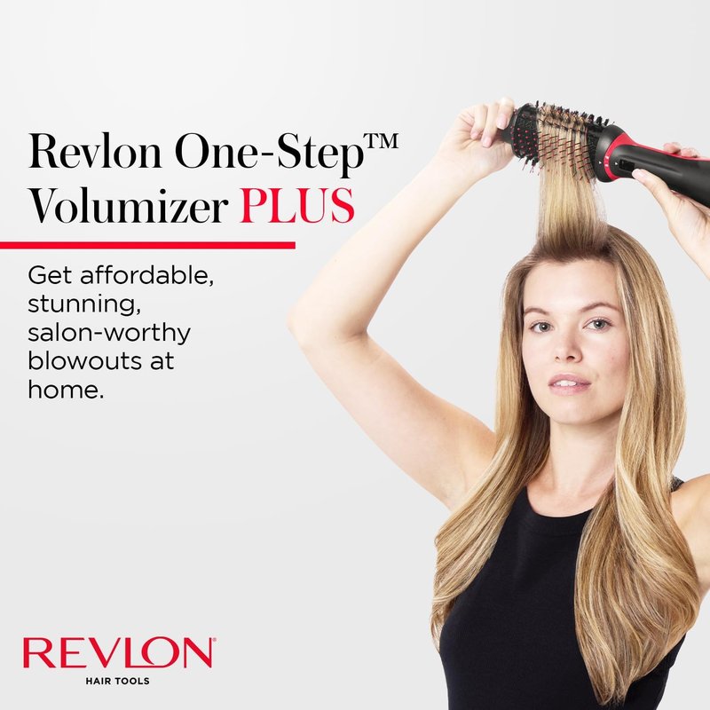 REVLON One Step Volumizer Plus Hair Dryer & Styler - Fast Salon-Style Blowouts, Travel-Friendly (Black)