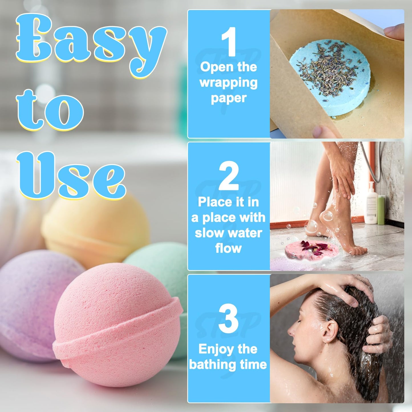 JUYRLE Bath Bomb Making Kit- 49Pcs DIY Bath Bomb Kit for Aldult, Make Your Own Shower Bombs, Spa Craft Kits with Bath Bomb Press, Molds, Bath & Bathing Making Supplies Gifts for Mom Women