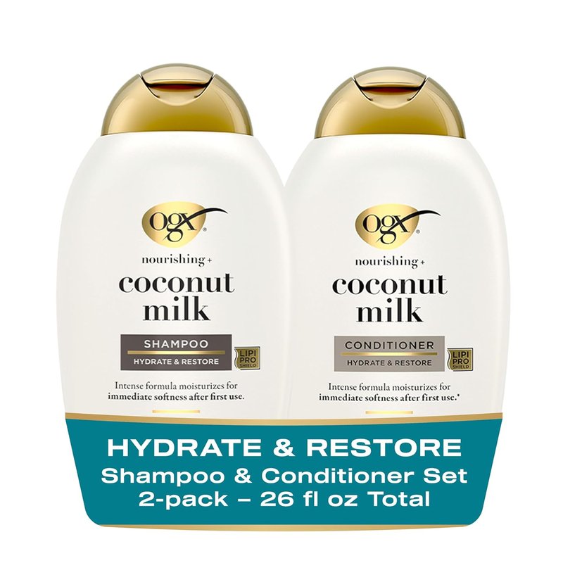 OGX Nourishing Coconut Milk Shampoo & Conditioner Set - Hydrating & Softening | 2 x 13 fl oz