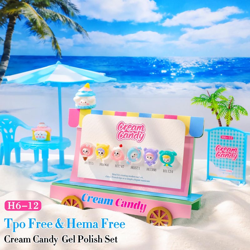 Double Rhythm Gel Polish Set - 6 Pcs Hema-Free Soak Off Kit for DIY Nail Art | Neutral Milky Colors