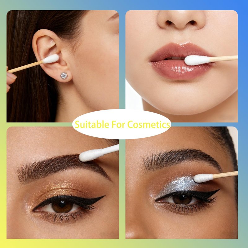200 Count Double Tipped Cotton Swabs | Premium Pure Cotton with Sturdy Burr-Free Wooden Sticks | Multi-Use for Beauty Touch-Ups, Household Cleaning, Pet Grooming & Personal Care
