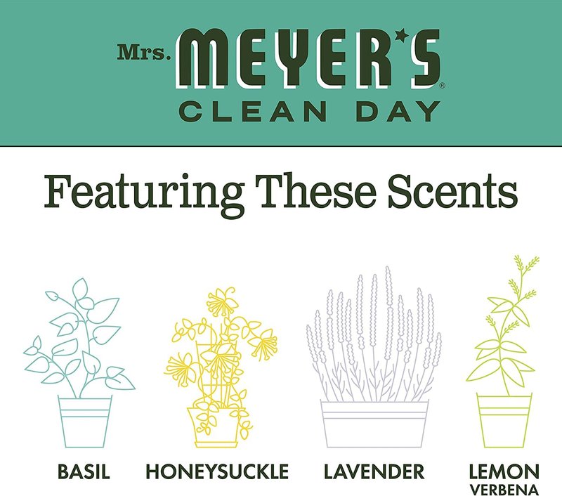 Mrs. MEYER'S CLEAN DAY Basil Hand Soap and Refill Variety Pack, 12.5 oz & 33 oz. (Pack of 2)