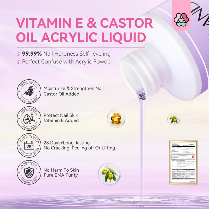 Saviland Acrylic Nail Kit for Beginners - Clear White Pink Acrylic Powder and Liquid Set 4oz Acrylic Liquid Professional Acrylic Nail Brushes for Starter Salon Home Practice DIY Nail Extension Carving