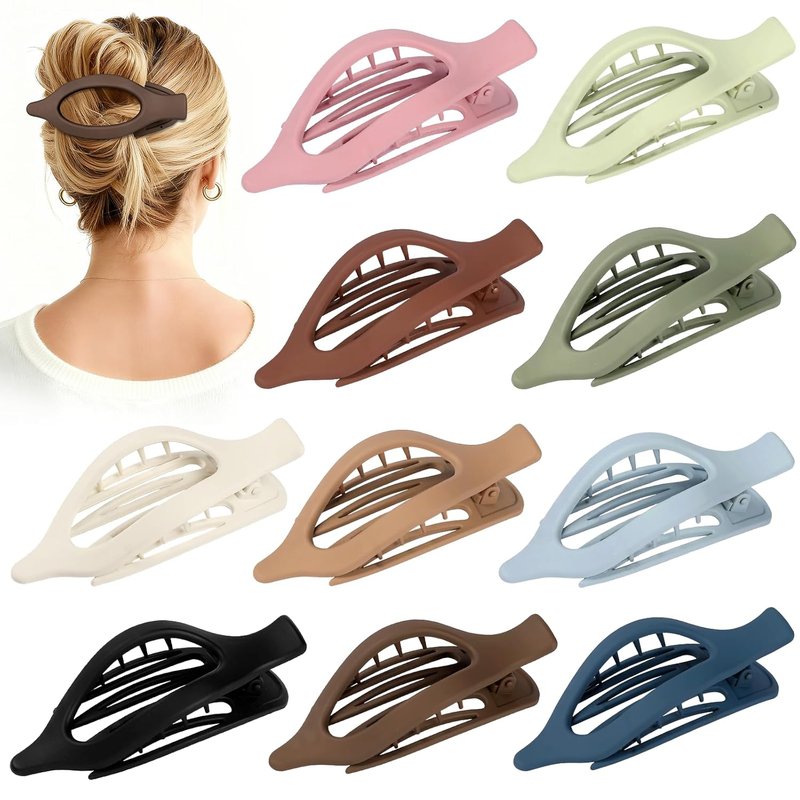 Sisiaipu Flat Hair Clips - 10 Pcs French Claw Clips for Thick & Thin Hair | Dark Colorful Barrettes