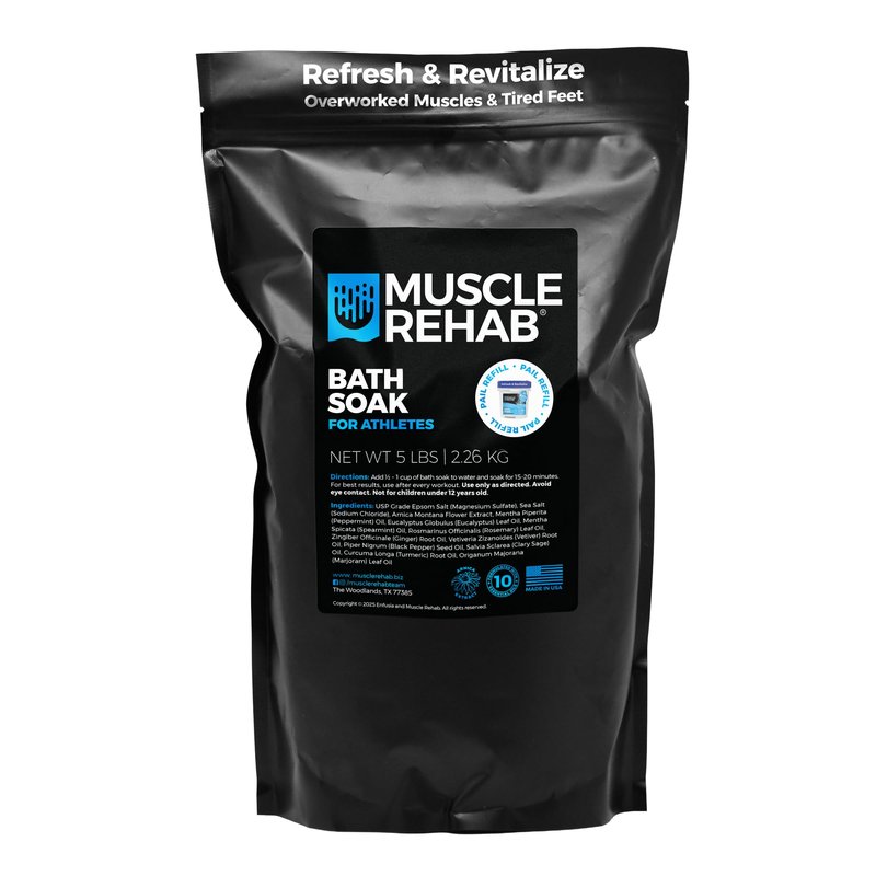Muscle Rehab 5lb Bulk Refill Bag | USP-Grade Epsom Salt with Arnica and Essential Oils | Professional Recovery Soak for Athletes, Soreness, and Lactic Acid Relief | 80oz Resealable Value Size