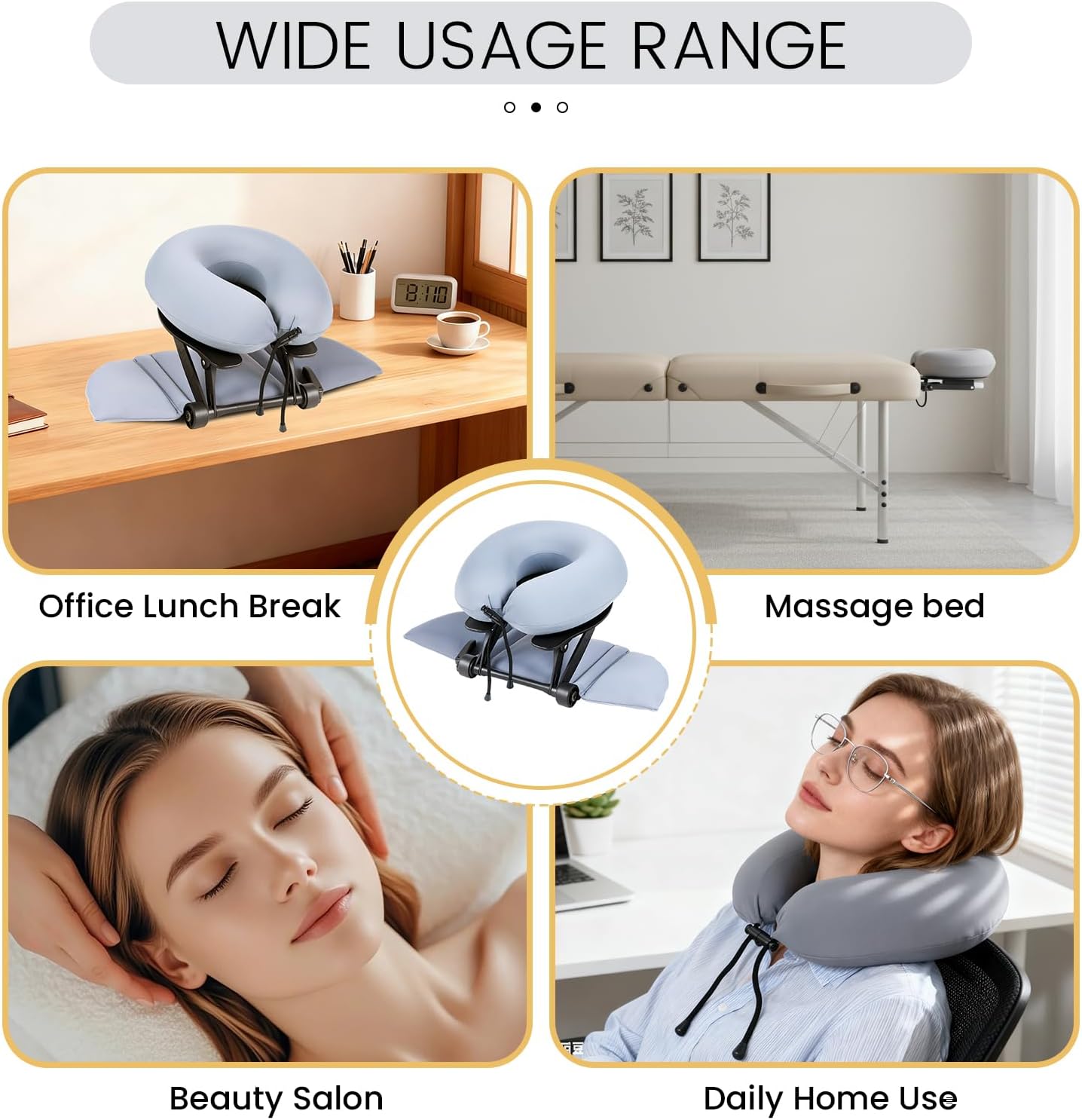 TRENDBOX Massage Table Face Cradle，Memory Foam Pillow，Adjustable Multi-Functional Memory Foam Pillow for Office, Travel Sleep，Cold Nap Pillow - New Choice for Lunch Break - Slate Blue （Plastic Stand）