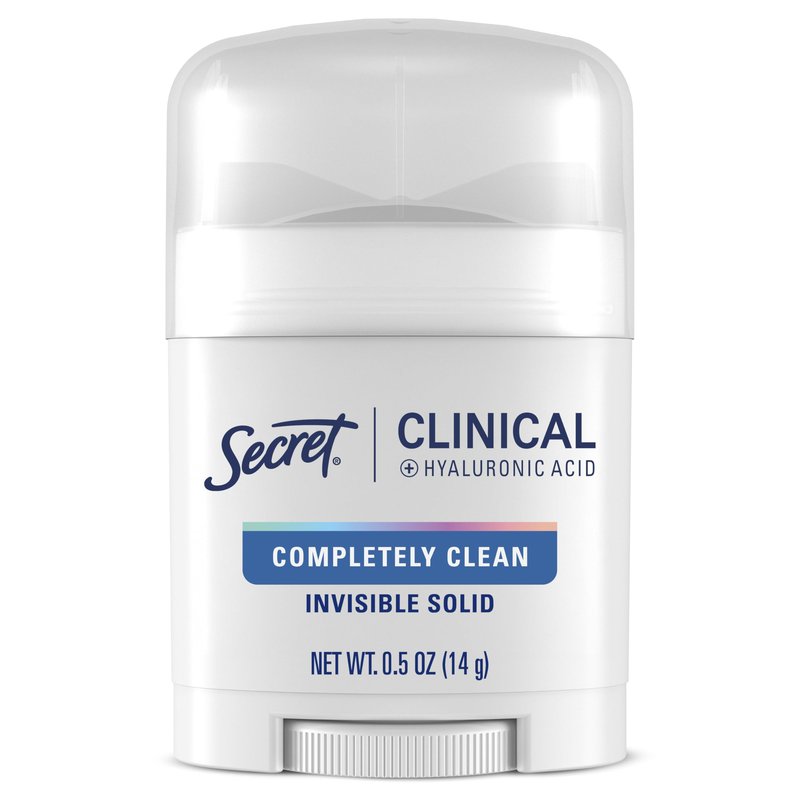 Secret Clinical Strength 100HR Sweat & Odor, Invisible Solid Antiperspirant & Deodorant for Women, 3X Stress Protection with Hyaluronic Acid, PH Balanced, Completely Clean Scent, 0.5 oz