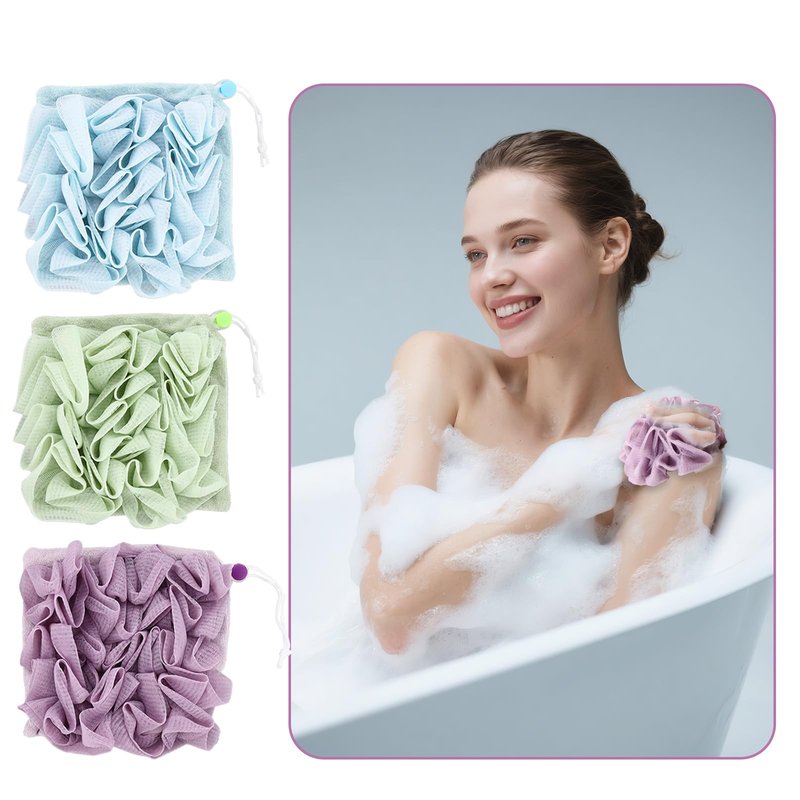 3 Pcs Soap Bar Loofah, 2 in 1 Bar Soap Loofah Pouch Holds Bar Soap-Exfoliation Mesh Shower Ball (Purple+Blue+Green)