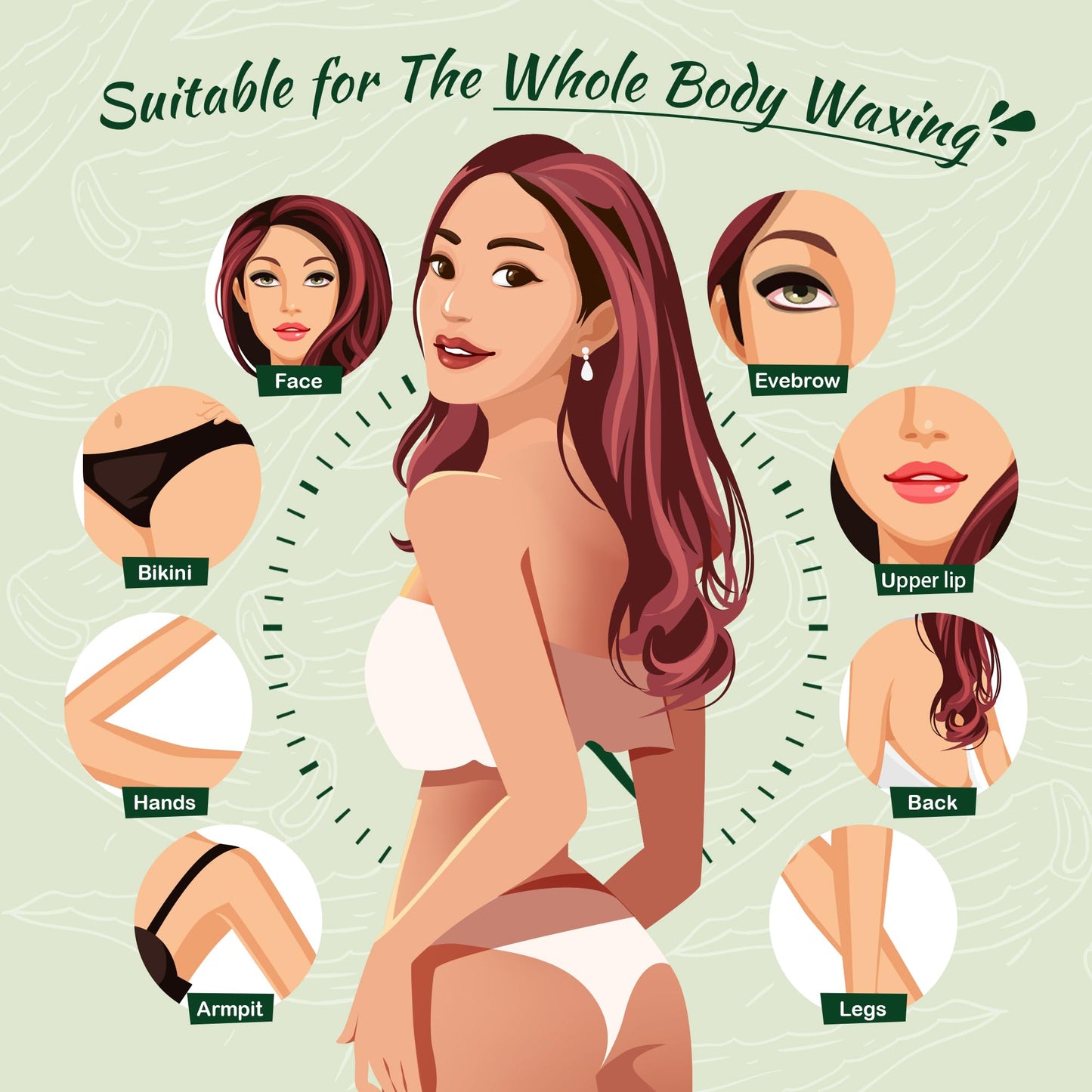 Wax Beads, Ajoura 1lb Hard Wax Beans for Sensitive Skin Hair Removal for Full Body, Bikini, Face, Eyebrow, Back, Chest, Legs, Armpit, Upper Lip, Home Refill for Wax Warmer Kit (Green)