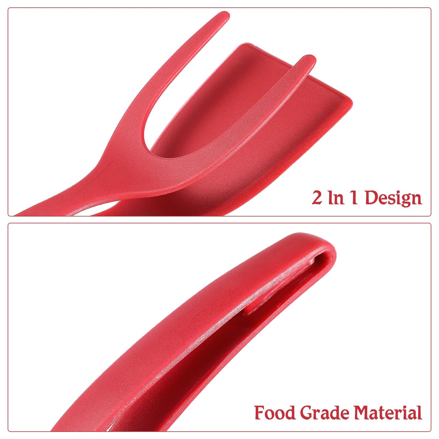 Hemoton 2 in 1 Egg Spatula and Tongs,Flipper Spatula for Bread Fish Toast Pancakes Omelettes and Fried Eggs,Non-Stick Silicone Kitchen Tool for Cooking Flipping and Gripping