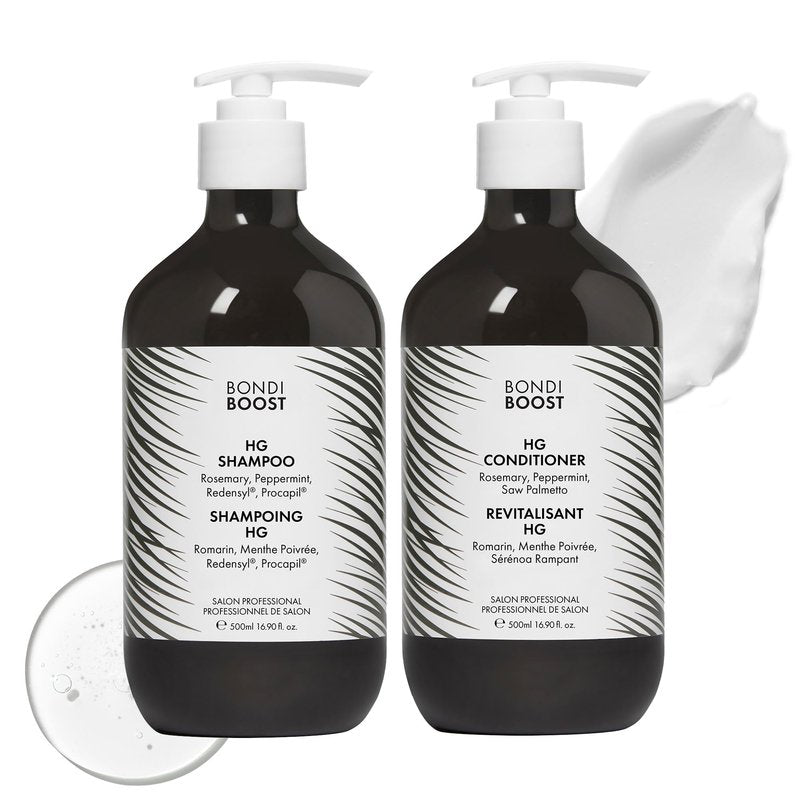 BondiBoost HG Anti-Thinning Shampoo Conditioner Set [16.90 fl oz each], Clinically Tested to Promote Fuller + Thicker-Looking Hair for Women & Men, Procapil, Redensyl & Rosemary Formula, Sulfate-Free