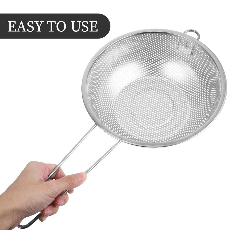 Colander Basket Single Handle Kitchen Strainer Fried Food Vegetables Fruits Fine Mesh Filter Cooking Rinsing