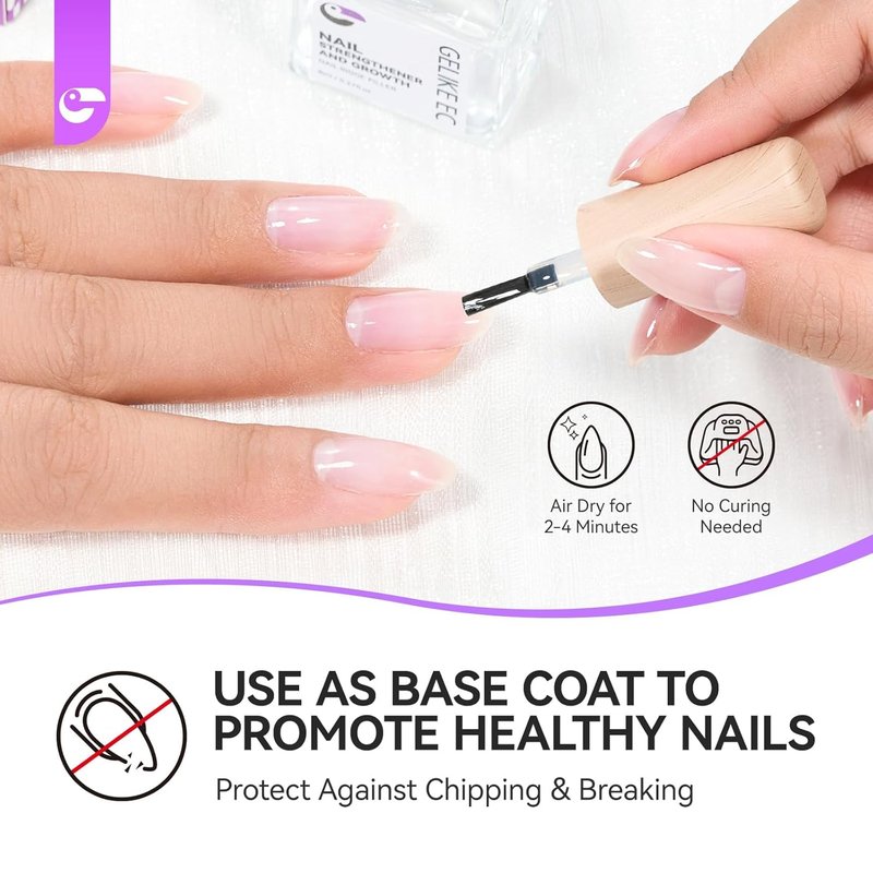 Nail Ridge Filler For Damaged Nails: Gelike ec 8 in 1 Nail Strengthener for Thin Nails and Growth - Protein Nail Ridge Filler with Top Coat Free