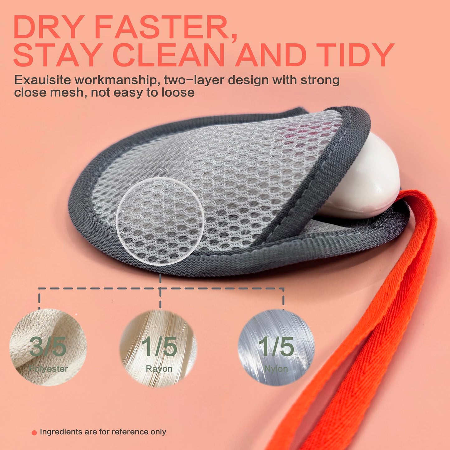 YIQINGJIE Exfoliating Soap Bag, 3 Pack Exfoliating Mesh Pouch for Shower, Bar Soap Holder with Foaming and Drying Features（Black, White, Gray）