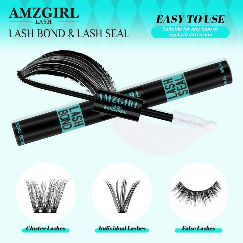 Lash Bond and Seal,Lash Glue for Eyelash Extensions,Eyelashes Clusters Lash Bond and Seal Waterproof 10ml,2 in 1 Eyelash Bond and Seal Long Lasting,Bond and Seal Lash Extensions Strong Hold