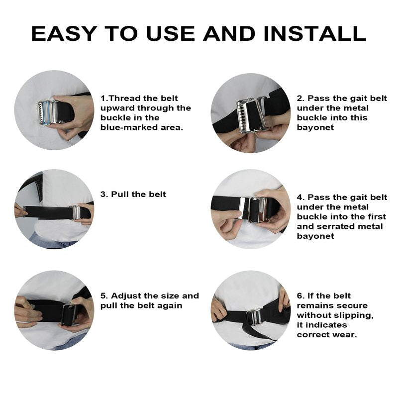 Gait Belts for Seniors, Transfer Belt with Handles, Gate Belts Medical for Elderly, Walking Belt for Lifting Elderly & Patient Physical Therapy - Metal Buckle Anti-Slip Gait Belt for Medical Nursing