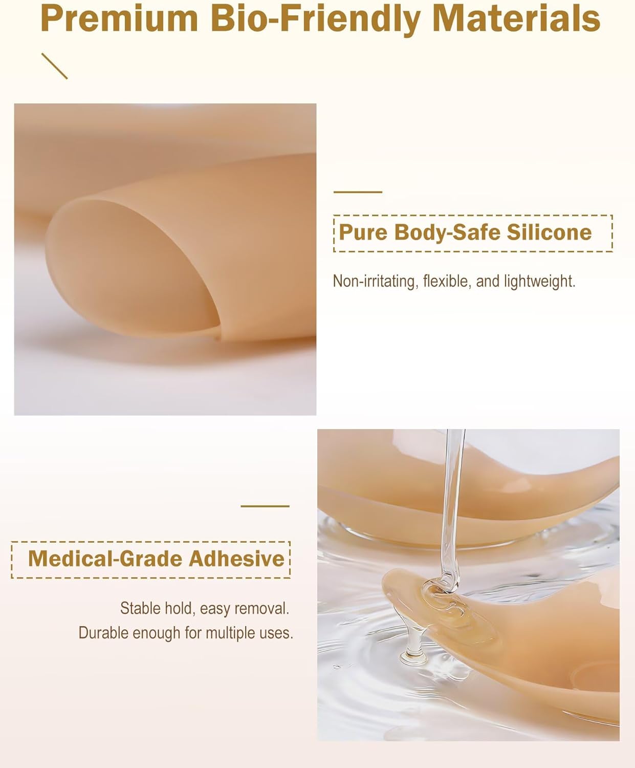 Skiennix Push Up Sticky Bra - Invisible Adhesive Lift Tape with Nipple Covers | 2 Pairs