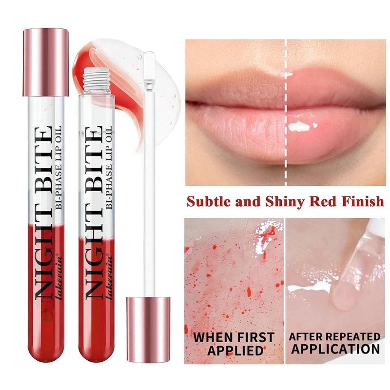 Skiennix Dual-Phase Lip Oil - Moisturizing & Nourishing Gloss in Shiny Red & Transparent