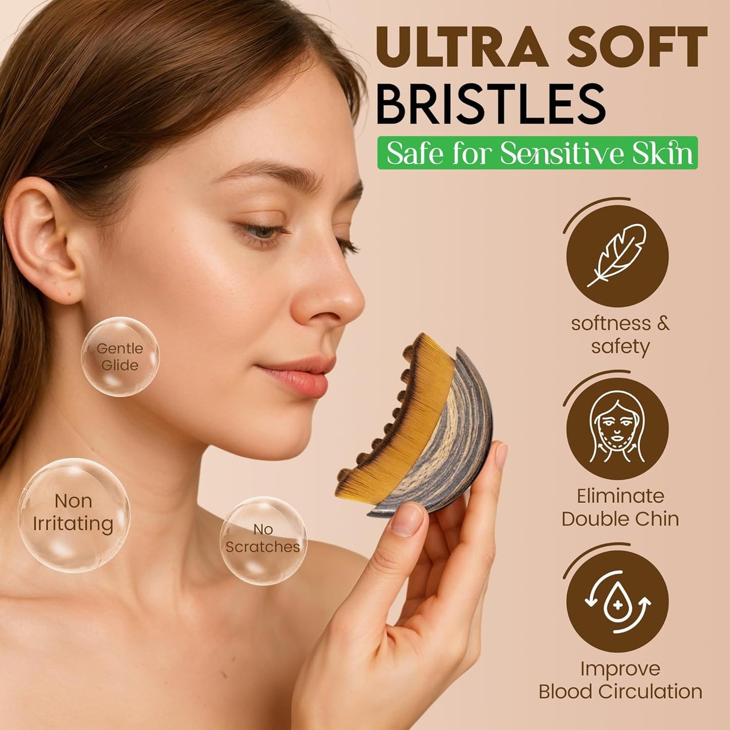 JBSZTH 2-Pack Lymphatic Contour Face Brush, Lymphatic Drainage & Contour Face Massage Brush Set for Gua Sha, Puffiness Reduction, Glowing Skin, Gentle Daily Facial and Body Massage Tool
