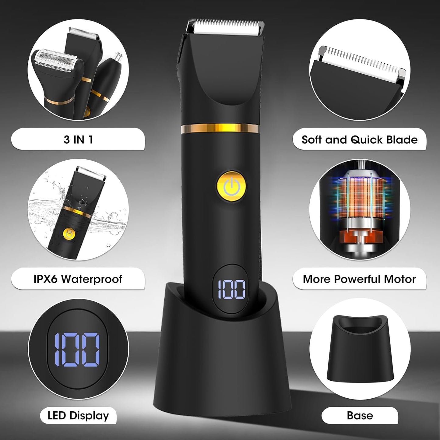 Zesuti Manscape Body Hair Trimmer - 3-in-1 Waterproof Electric Shaver for Men | Versatile Grooming Tool