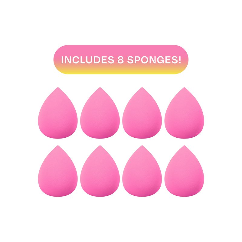 Freeman Blender Bender Makeup Sponge 8 Count Set, For Liquid & Cream Foundation, Precision Makeup Blending Sponges, For Natural, Buildable Coverage, Vegan, Cruelty-Free, & Latex-Free, Pink Sponge