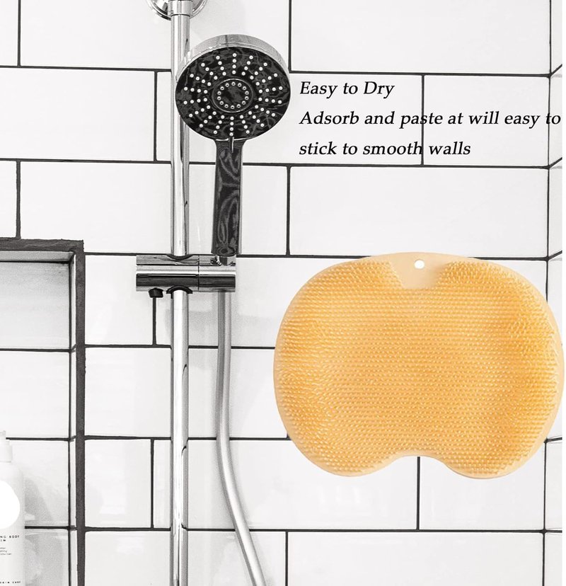 Hfpengzan Shower Foot Scrubber Mat Back Washer Wall Mounted Bath Pad, Non-Slip Suction Cup Shower Foot Scrubber, Body Back Washer Mat for Men Women Daily Skin Cleansing