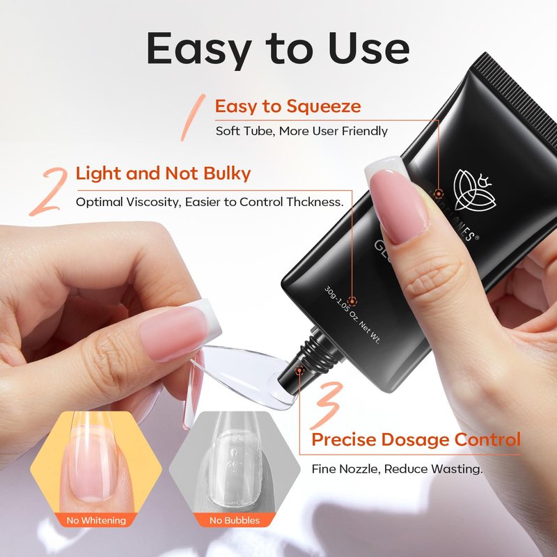 modelones 30g Solid Gel Nail Glue, Glue Gel on Nails for Clear Tips Super Strong Adhesive for Acrylic Extensions Press On Fake Tips U V Curing Needed Professional Adhesive