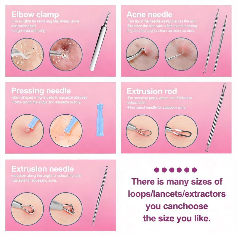 60PCS Pimple Popper Tool Kit, Professional Blackhead Remover for Face, Stainless Steel Pimple Extractor Set, Blackhead Remover Tweezers for Acne, Whitehead, and Blemish Treatment