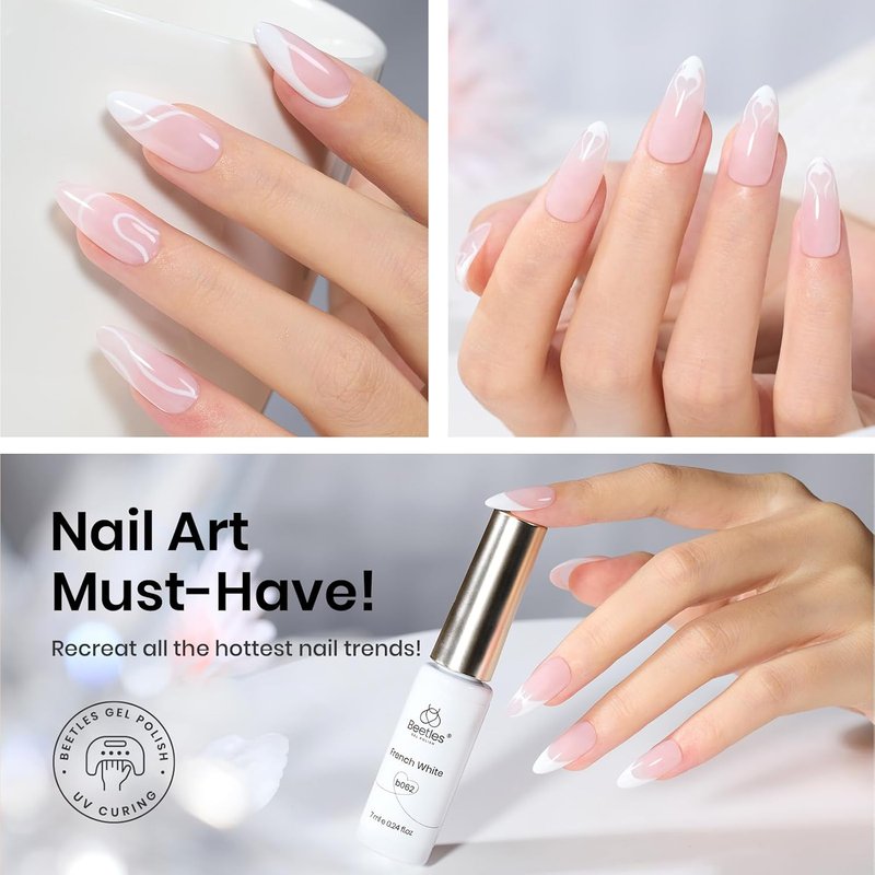 Beetles Gel Polish | Classic White Swirl Nail Art Gel Liner - 7ml for Thin French Tips