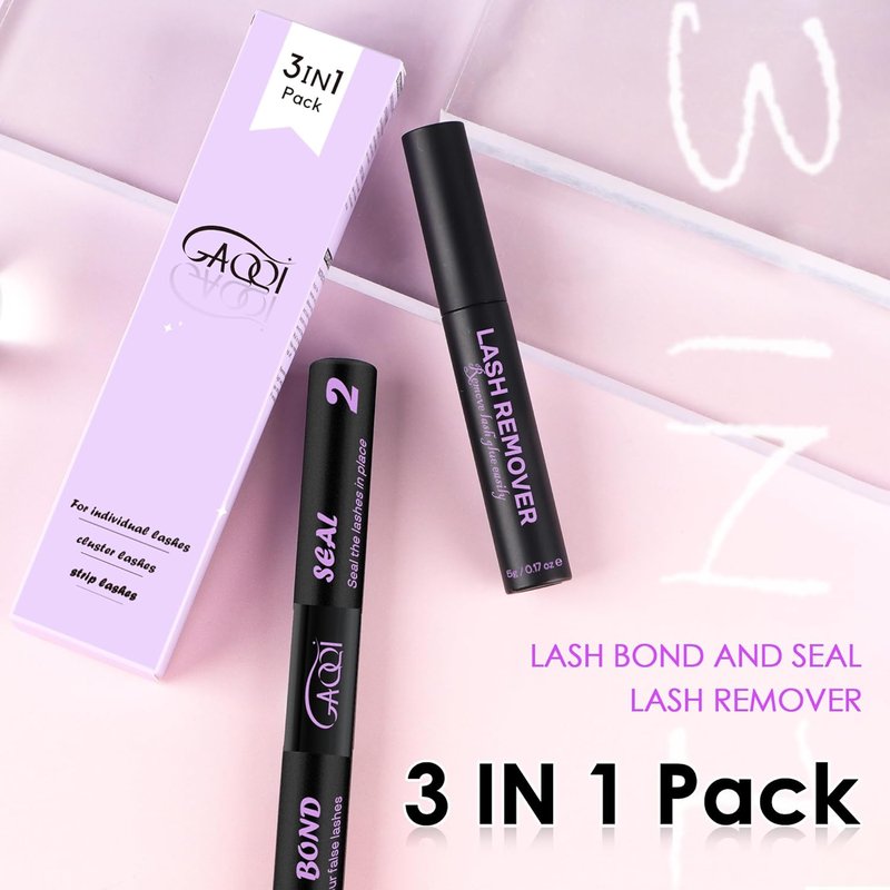 GAQQI Lash Bond & Seal | Waterproof 3-in-1 Eyelash Adhesive Kit for Strong Hold & Quick Removal - 2 Pcs