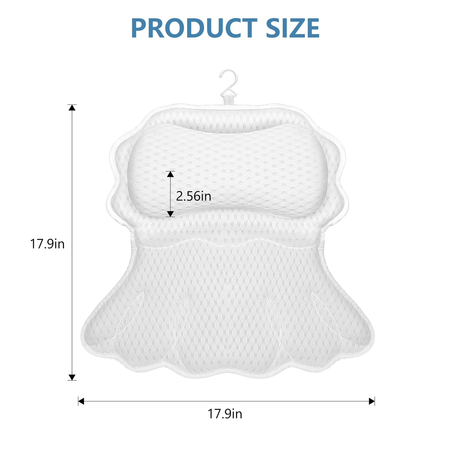 SetSail Bath Pillow, Relaxing Bath Pillows for Tub Neck and Back Support Soft 4D Breathable Air Mesh Ergonomic Bathtub Pillow with 6 Strong Suction Cups and Hook Luxury Bathroom Accessories,White