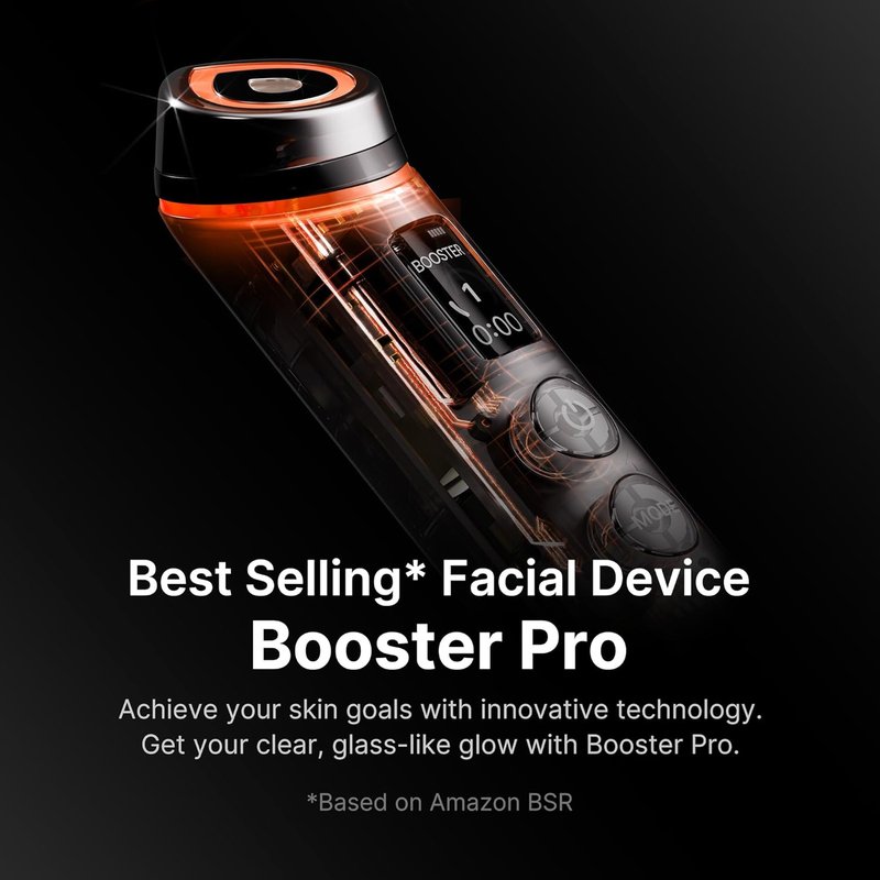 Medicube Booster Pro - 6-in-1 Real Glass Glow Beauty Massager for Radiant, Firmer Skin | Black