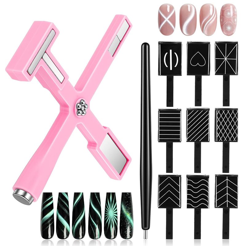 Skiennix 11 Pcs Cat Eye Magnet Tools Set - 5 In 1 Nail Art Design Kit for Stunning 3D Effects