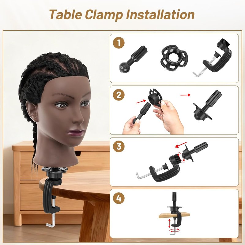 20"- 22" Mannequin Head with 100% Human Hair, Cosmetology Manikin Doll Head Real Human Hair Mannequin Head for Braiding Hairstylists Cosmetology Students Practice Styling with Free Clamp Holder