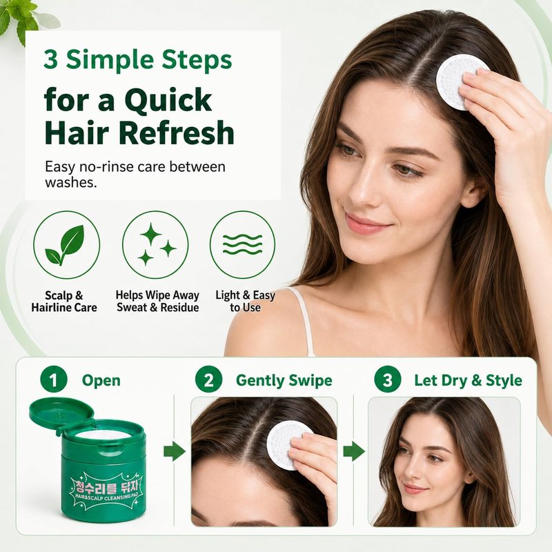Madeca Hair & Scalp Cleansing Pads | All-in-One No-Rinse Hairline & Scalp Refresh Pads for On-the-Go Care Convenient Wipes for Post-Workout, Travel & Busy Days, Light Fresh Feel, 30 Pads